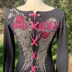 SoCal Corset Back Angel Wing Long Sleeve Vintage Y2K